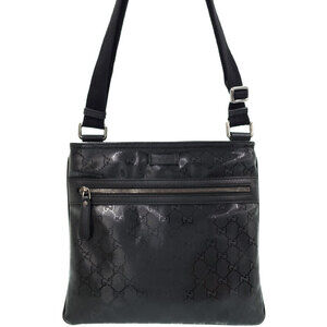 GUCCI GG Imprime Flat Messenger Bag Crossbody Black